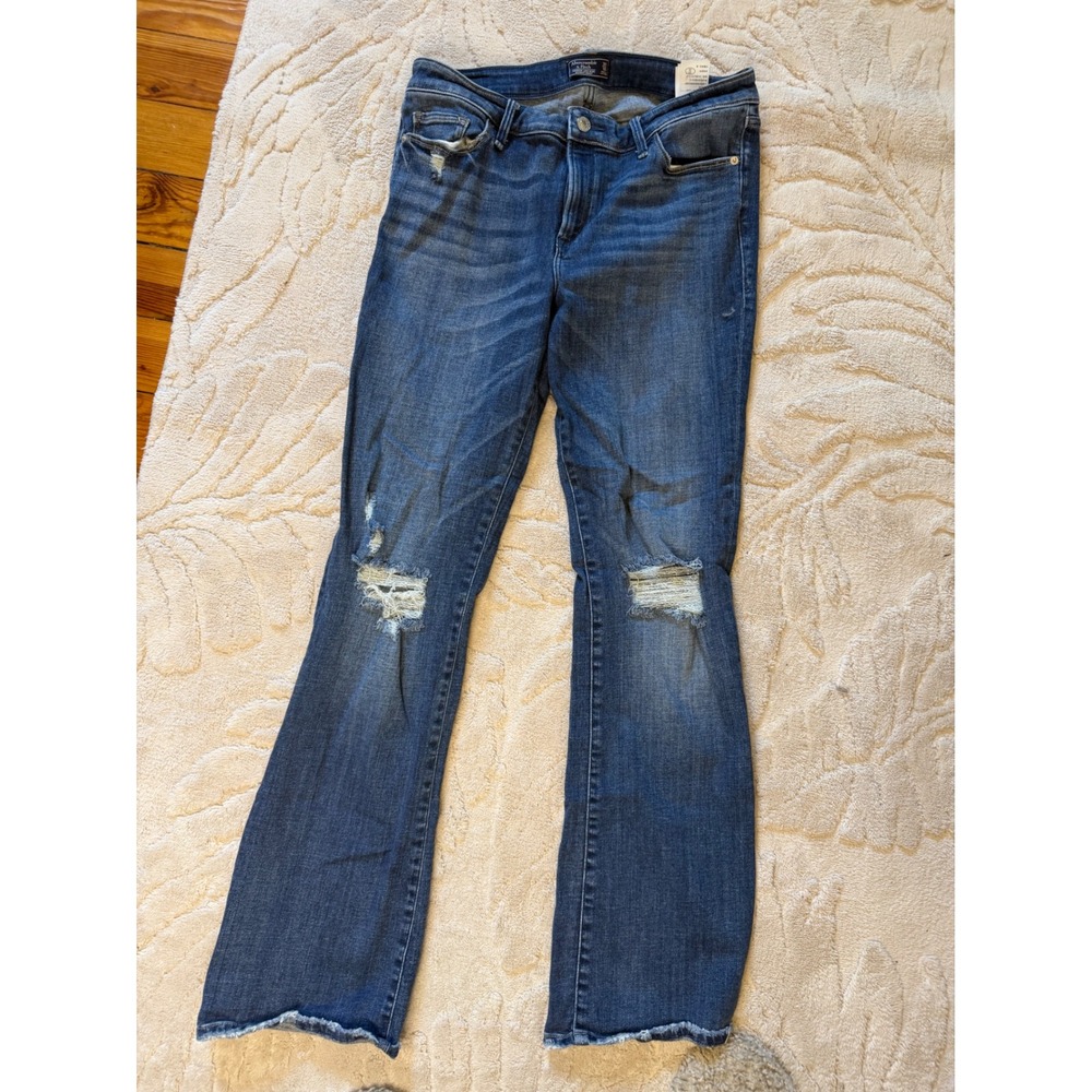 Abercrombie & Fitch Harper Low Rise Skinny Boot Jeans Distressed Blue 31 12R